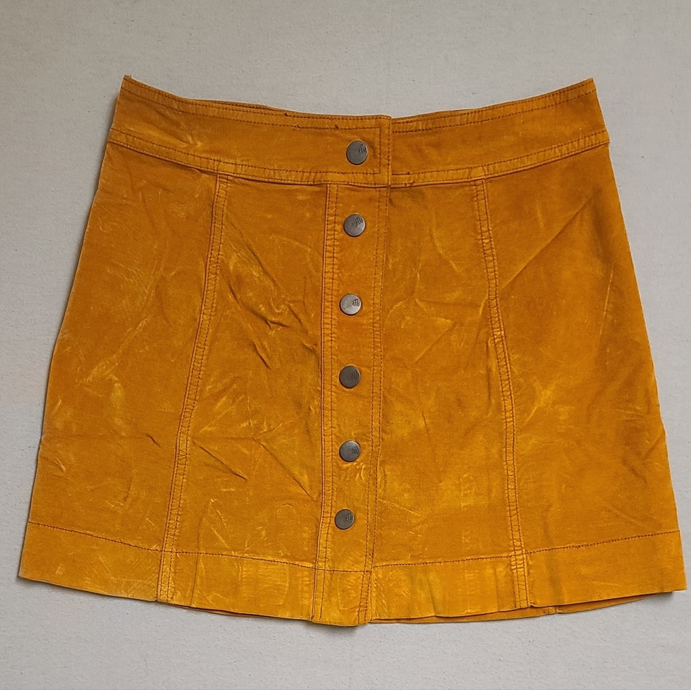 Madewell Women's Skirt 4 A Line Orange Cotton Button Down Mini